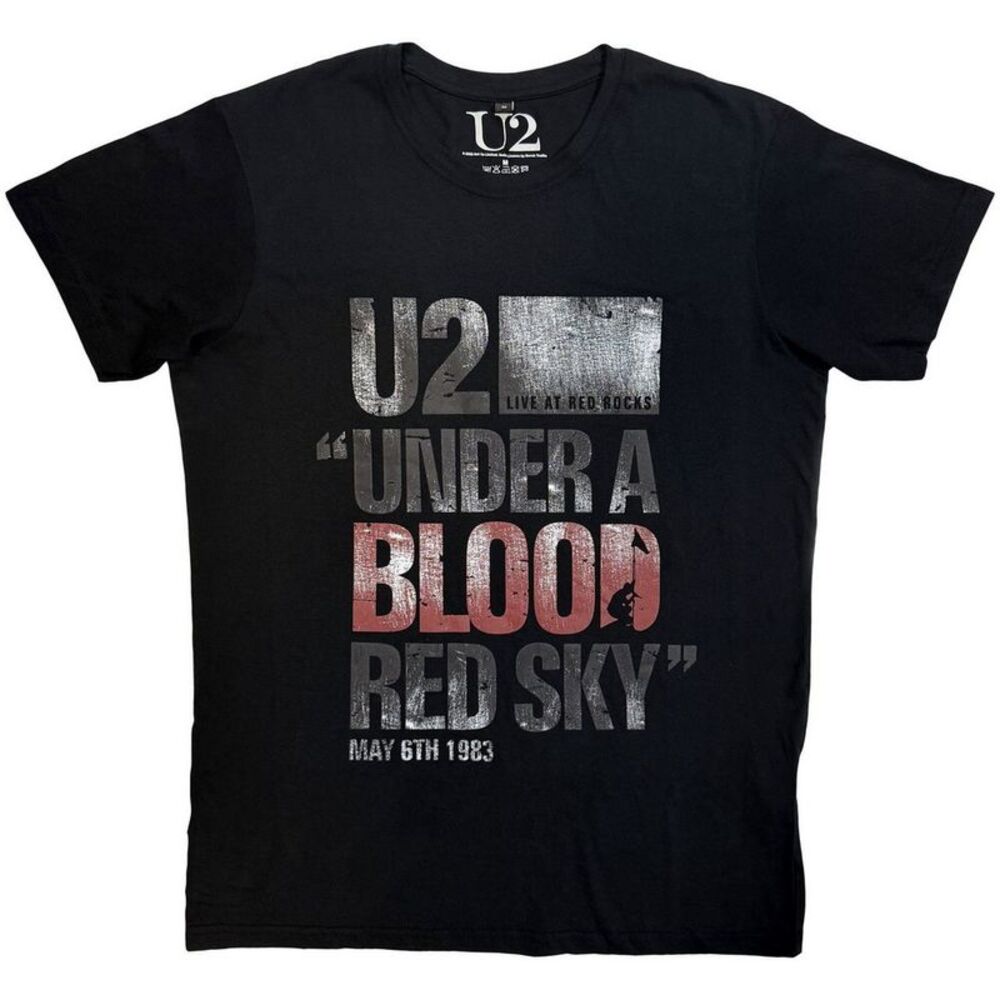 U2 Unisex Adult Blood Red Sky Live T-Shirt / Black